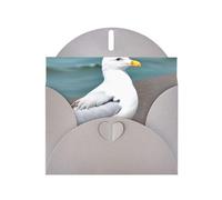 Tarjetas navideñas de papel nacarado gris de 4 x 6 pulgadas, tarjetas de felicitación con imagen de gaviota para Navidad, cumpleaños, aniversario de boda e invitaciones de fiesta