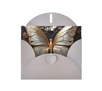 Tarjetas navideñas de papel nacarado gris de 4 x 6 pulgadas, tarjetas de felicitación con imágenes de mariposas blancas doradas DDCXZPP para Navidad, cumpleaños, aniversario de boda e invitaciones de