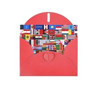 Tarjetas navideñas de papel nacarado rojo de 10 x 15 cm, con varias banderas, tarjetas de felicitación para Navidad, cumpleaños, aniversario de boda e invitaciones de fiesta