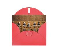 Tarjetas navideñas de papel nacarado rojo de 10 x 15 cm, diseño jeroglífico YYHHAOFA Egipto, tarjetas de felicitación para Navidad, cumpleaños, aniversario de boda e invitaciones de fiesta