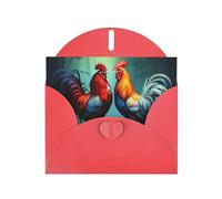 Tarjetas navideñas de papel nacarado rojo de 10 x 15 cm, tarjetas de felicitación con estampado de pollos MSRHIUEF para Navidad, cumpleaños, aniversario de boda e invitaciones de fiesta