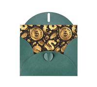 Tarjetas navideñas de papel nacarado verde oscuro de 4 x 6 pulgadas, tarjetas de felicitación con impresión de signo de dólar dorado MSRHIUEF para Navidad, cumpleaños, aniversario de boda e