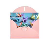 Tarjetas navideñas elegantes y versátiles. Juego en caja de sobres de alta calidad. Ideal para cualquier ocasión, grullas de papel origami multicolor
