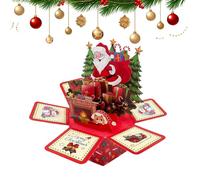 Tarjetas Navideñas Pop-up 3D Navidad | Tarjetas De Felicitación Santa 3D | Adorno Hexagonal con Sobres y Notas Adhesivas para Fiestas Navideñas de Cumpleaños Bodas y