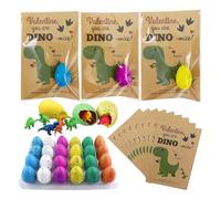Tarjetas Para Incubar Huevos De Dinosaurio - Paquete De 24 Regalos De San Valentín Para Niños | Divertidas Decoraciones Para Fiestas De Dinosaurios | Regalos Para Fiestas En El Aula Preescolar | Tarje