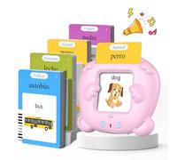 Tarjetas Parlantes, Juguetes Educativos de Aprendizaje para Niños para 2 a 6 Años, Talking Flash Card, Regalos De Cumpleaños (Rosa)