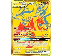 Tarjetas Pokémon Jumbo XXL, cartas GX, V, EX, Extra Near Mint Protection, tarjeta promocional en inglés (Reshiram & Charizard GX SM247)
