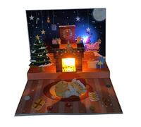 Tarjetas Pop-up de Navidad - Saludos musicales 3D con sonido y sonido, diseño para proyección de chimeneas de Papá Noel hechas a mano, tarjetas de regalo creativas para amigos de la familia, objetos