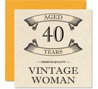 Tarjetas vintage de 40 cumpleaños para mujeres, 40 años, divertida tarjeta de cumpleaños para mamá, hermana, esposa, novia, amiga, prima, tía, 145 mm, tarjetas de felicitación para mujer, tarjeta de