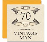 Tarjetas vintage de 70 cumpleaños para hombres, de 70 años, divertida tarjeta de cumpleaños para abuelo, papá, marido, tío, hermano, abuelo, 145 mm x 145 mm, tarjeta de felicitación de 70 cumpleaños