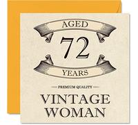 Tarjetas vintage de 72 cumpleaños para mujeres, 72 años, divertida tarjeta de cumpleaños para mamá, hermana, esposa, abuela, abuela, tía, 145 mm, tarjetas de felicitación para mujer, tarjeta 72