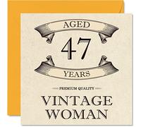 Tarjetas vintage de cumpleaños número 47 para mujeres, 47 años, divertida tarjeta de cumpleaños para mamá, hermana, esposa, novia, amiga, prima, tía, 145 mm, tarjetas de felicitación para mujer,