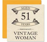 Tarjetas vintage de cumpleaños número 51 para mujeres, 51 años, divertida tarjeta de cumpleaños para mamá, hermana, esposa, novia, niñera, abuela, tía, 145 mm, tarjetas de felicitación para mujer,
