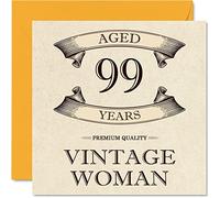 Tarjetas vintage de cumpleaños número 99 para mujeres, 99 años, divertida tarjeta de cumpleaños para mamá, hermana, esposa, abuela, abuela, tía, 145 mm, tarjetas de felicitación para mujer, tarjeta 99