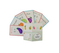 Tarjetas vocacionales cantonesas en inglés - 36 palabras bilingües de frutas y verduras para niños pequeños - Aprende vocabulario diario con tarjetas de idioma inspiradas en Montessori