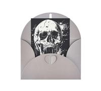 Tarjetas y sobres en blanco con diseño de calavera fantasma de terror, diseños únicos perfectos para festivales, invitaciones