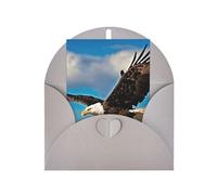 Tarjetas y sobres en blanco con estampado de águila voladora, diseños únicos perfectos para festivales, invitaciones