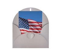 Tarjetas y sobres en blanco con estampado de bandera estadounidense, diseños únicos perfectos para festivales, invitaciones