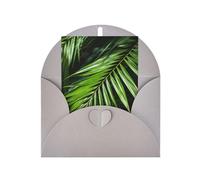 Tarjetas y sobres en blanco con estampado de hojas de palma tropicales, diseños únicos perfectos para festivales, invitaciones