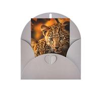 Tarjetas y sobres en blanco con estampado de leopardo, diseños únicos perfectos para festivales, invitaciones