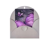 Tarjetas y sobres en blanco con estampado de mariposa morada, diseños únicos perfectos para festivales, invitaciones