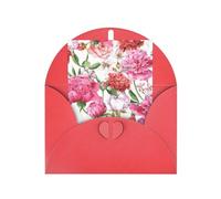Tarjetas y sobres en blanco con estampado de peonías de jardín, diseños únicos perfectos para festivales, invitaciones