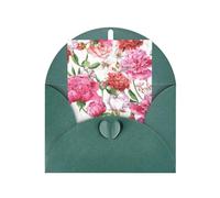 Tarjetas y sobres en blanco con estampado de peonías de jardín, diseños únicos perfectos para festivales, invitaciones