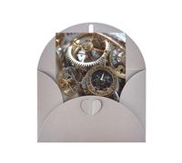 Tarjetas y sobres en blanco con impresión de equipo de reloj, diseños únicos perfectos para festivales, invitaciones