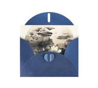 Tarjetas y sobres en blanco con impresión de pintura de loto de tinta de 5 x 6 pulgadas para invitaciones de cumpleaños de boda y todas las ocasiones