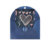 Tarjetas y sobres en blanco con texto en inglés "I Love You Words with Hearts", diseños únicos perfectos para festivales, invitaciones