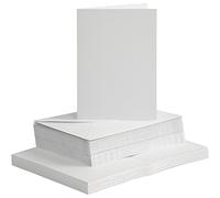 Tarjetas y sobres, tamaño de tarjeta 10,5 x 15 cm, tamaño sobre 11,5 x 16,5 cm, color blanco, 50 juegos