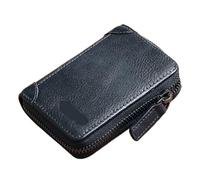 Tarjetero 12 Ranuras for Tarjetas Titular de la Tarjeta crédito bancaria Cartera con Cremallera Delgada Cuero PU RFID for Hombres(Black Blue)