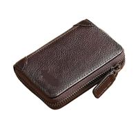 Tarjetero 12 Ranuras for Tarjetas Titular de la Tarjeta crédito bancaria Cartera con Cremallera Delgada Cuero PU RFID for Hombres(Coffee)