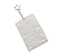 Tarjetero acrílico transparente de 3 pulgadas con llavero extraíble, impermeable, protector de fotos para coleccionistas, protector transparente con correa