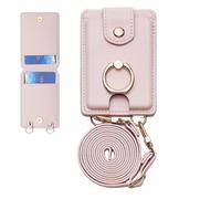Tarjetero adhesivo para teléfono, multiusos, impermeable, 2 ranuras para tarjetas, bolsillo para teléfono con soporte y cordón desmontable, se adapta a todos los teléfonos inteligentes, Pink, Refer to