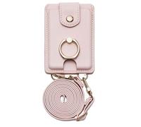 Tarjetero adhesivo para teléfono, soporte para teléfono - Resistente al agua, multifuncional, 2 ranuras para tarjetas, cartera con soporte y cordón desmontable para viajes, trabajo y vida, Pink, Refer