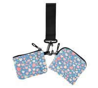 Tarjetero azul y rosa romántico para mujer, organizador de dinero con correa de muñeca para trabajo, viajes, 2 unidades, Amor romántico azul y rosa, 1 size, Casual