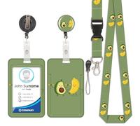 Tarjetero con cordón de aguacate, tarjeta de identificación, tarjetero con cordón, cordón desmontable con clip retráctil para tarjetas de visita, tarjetas de entrada, tarjetas de identificación