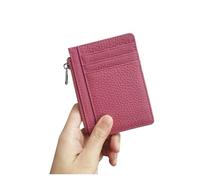 Tarjetero con diseño de Nombre Personalizado y Cremallera Cuero, Monedero Informal Negocios(2-42 Mei Pink)