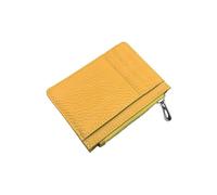 Tarjetero con diseño de Nombre Personalizado y Cremallera Cuero, Monedero Informal Negocios(Yellow)