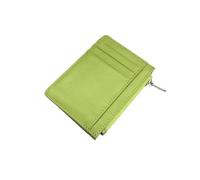 Tarjetero con diseño de Nombre Personalizado y Cremallera de Cuero, Monedero Informal de Negocios(Apple Green)