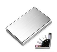 Tarjetero de acero inoxidable, 6 ranuras para cartera de metal con bloqueo RFID, organizador delgado y compacto para tarjetas de visita e identificación, funda segura a presión (plateado (1))