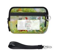 Tarjetero de acuarela para gallinas y pollitos con cremallera para mujeres y hombres con ventana de identificación, cartera de pollitos, portátil, ligera, pequeña, con cremallera, organizador de