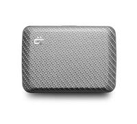 Tarjetero de aluminio con cierre de metal, protección RFID contra fraudes y desmagnetización, cartera compacta, modelo Smart Case Oslo, Efecto carbono, talla única, Minimalista