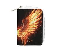 Tarjetero de cuero con alas de ángulo de fuego impreso, tarjetero de gran capacidad, pequeño y cómodo, fácil de poner en bolsillos, bolsas de mano, mochilas, etc. Satisface tus prácticas necesidades