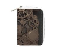 Tarjetero de cuero con impresión de engranajes mecánicos steampunk, gran capacidad, pequeño y cómodo, fácil de poner en bolsillos, bolsas de mano, mochilas, etc. Conoce a tu conveniente necesidad de