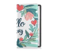 Tarjetero de cuero de alta calidad para registro de automóvil y seguro para hombres y mujeres, perfecto para documentos, tarjetas, licencia, día de San Valentín, hojas florales, amor, corazón, Hello,