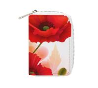 Tarjetero de cuero de moda con estampado de flores de amapola, pétalos vívidos, tarjetero de gran capacidad, pequeño y cómodo, fácil de poner en bolsillos, bolsas de mano, mochilas, etc. Conoce tu