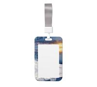 Tarjetero de identificación con estampado de montañas de invierno, soporte para tarjetas de identificación con cordón, protector de pase de trabajo para personal de oficina, escuela, enfermera