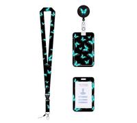 Tarjetero De Mariposa, Equipado Con 1 Cordón De Mariposa Y 1 Tarjetero Retráctil, Cordón Para Teléfono Móvil, Adecuado Para Estudiantes Y Trabajadores De Oficina